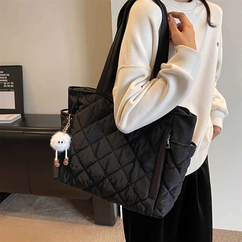 Korean Ins Womens Tote Bags Large Capacity Shoulder Bag Lightweight Soft Nylon Handbag For Daily Shopping Travel Z250911