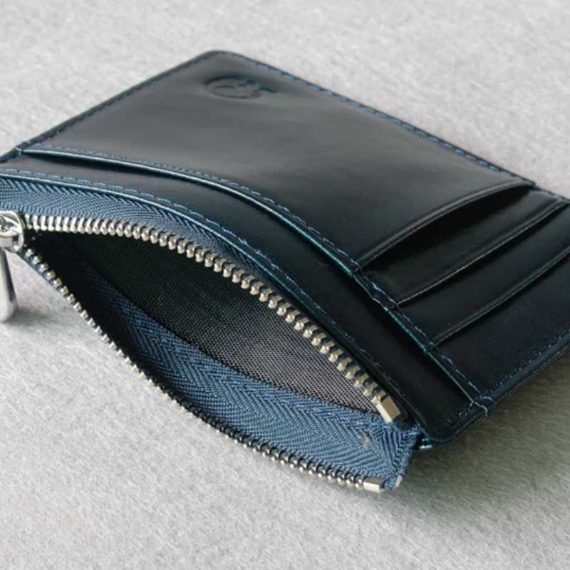 New Thin Genuine Leather Mini Bank Credit Card Wallet Id Card Holder Mens Small Wallet Thin Sleeve Zipper Short Coin Wallets W250911