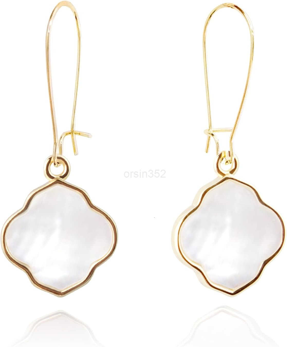 Earrings for Women14K Gold Drops Dangle Pendant Natural Stone Natural shell of Pearl Earrings Handmade Premium Quality Jewelry are the Gift for MomWif