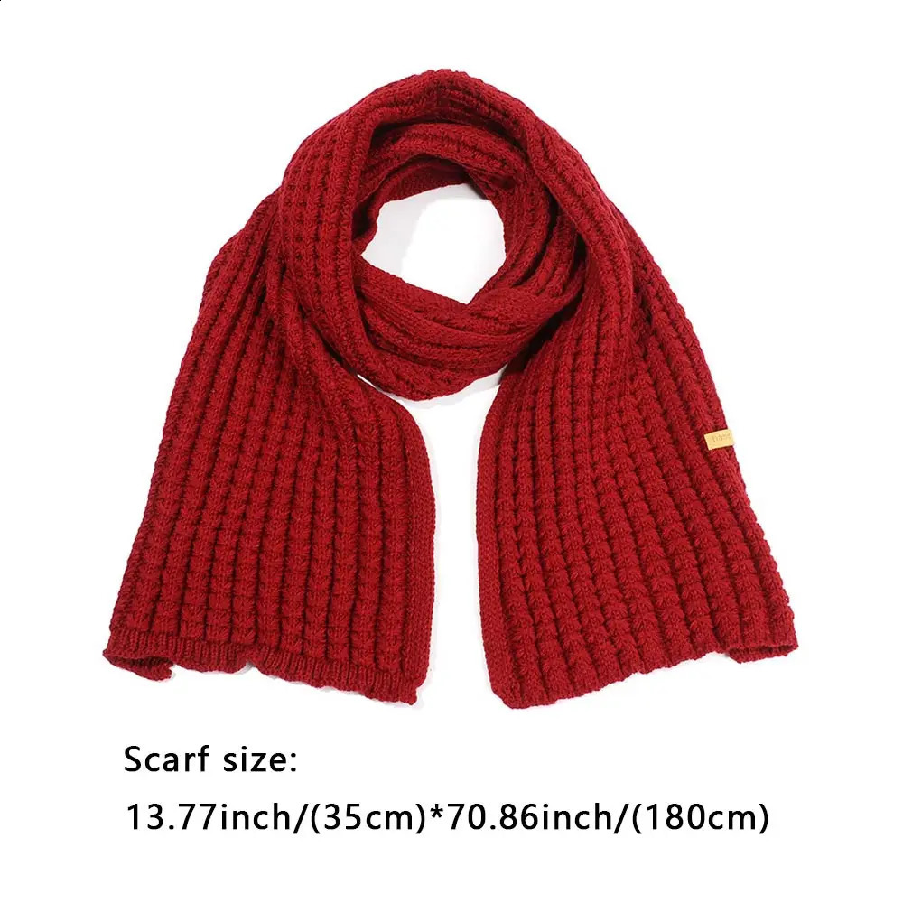 Fashion Women Men Winter Warm Knitted Scarf Solid Color Outdoor Thickened Neckerchief Vintage Wraps Long Scarves Neck Cover 250909