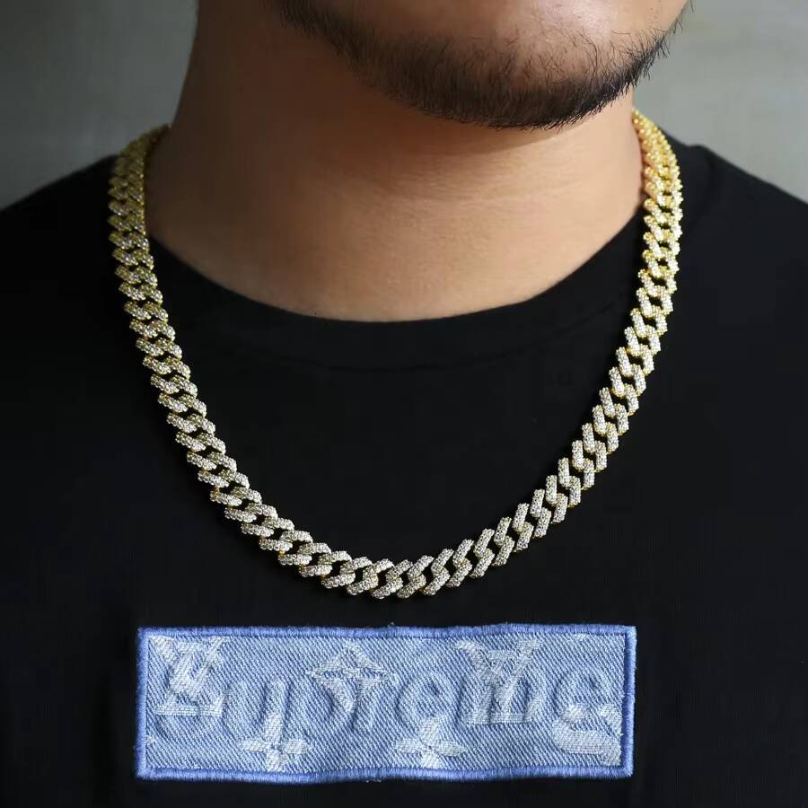 KRKC Cuban Link Chain Necklace 24inch 15mm Silver 14k Gold Plated Custom Cubana Hip Hop Jewelry Cuban Chain