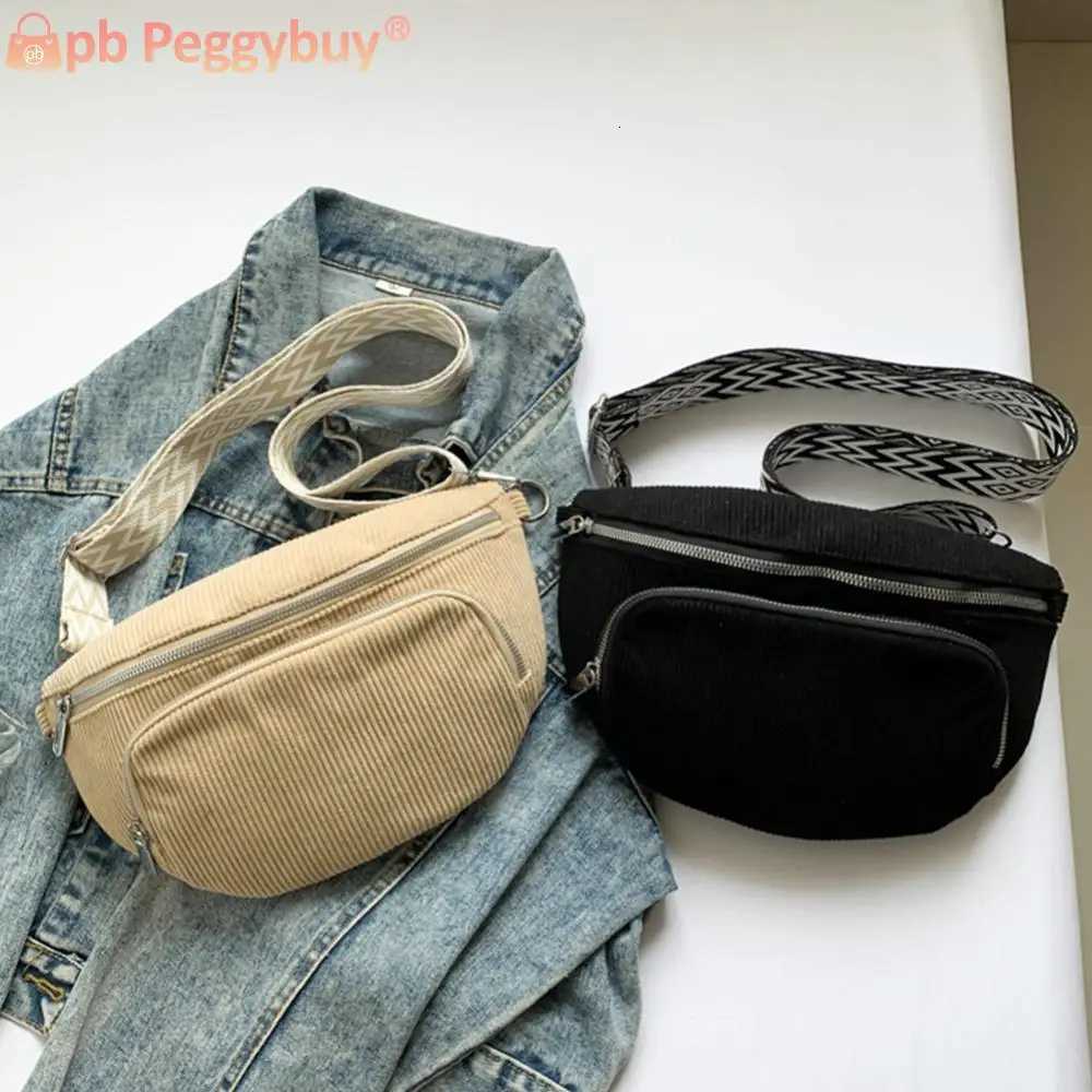 Corduroy Chest Bag Fashion Fanny Pack Wide Guitar Strap Vintage Shoulder Bag Multipockets Casual Waist Bag Outdoor Travel Bag Z250911