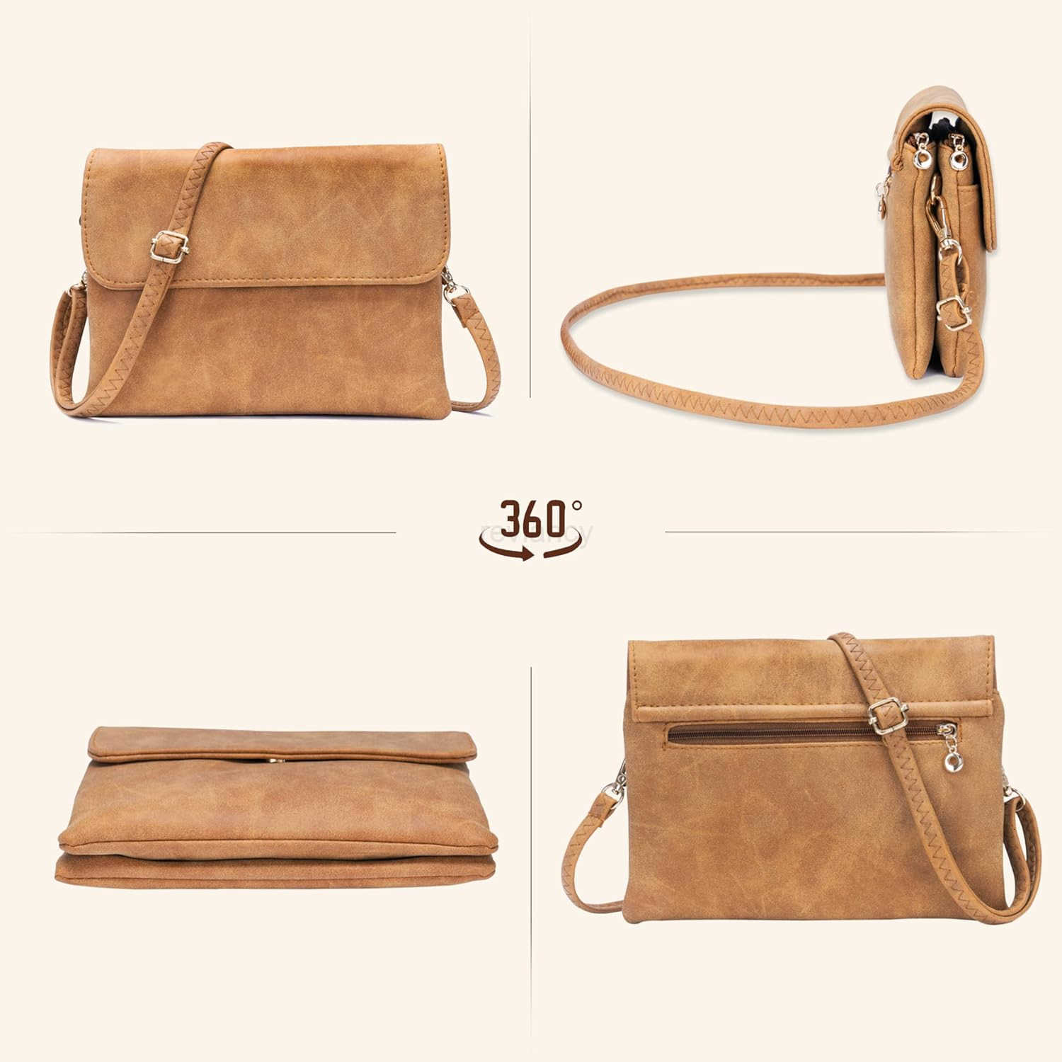 Small Crossbody Bags for Women Suede Leather Cell Phone Purse with Adjustable Shoulder Strap Small Phone Bag with Dubble Zipper Magnetic Closure Vinta