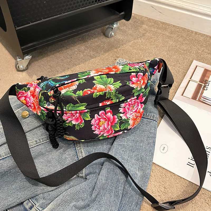 Women Fanny Bag Pack Large Flower Nylon Belt Bags Fashion Waist Pack Zipper Bag Adjustable Lightweight Multifunction Waterproof Z250911