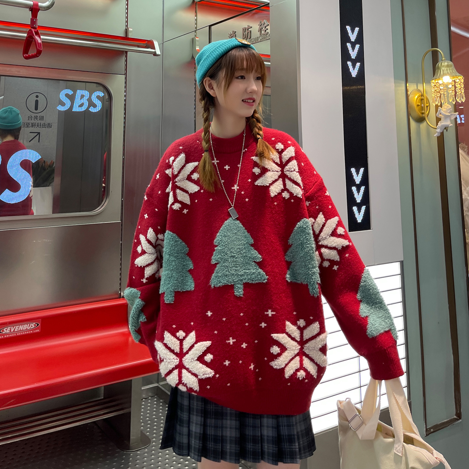 Festive Pair of Comfortable Deer Print Sweaters Ideal for Chilly Weather Matching Outfits for Him/Her