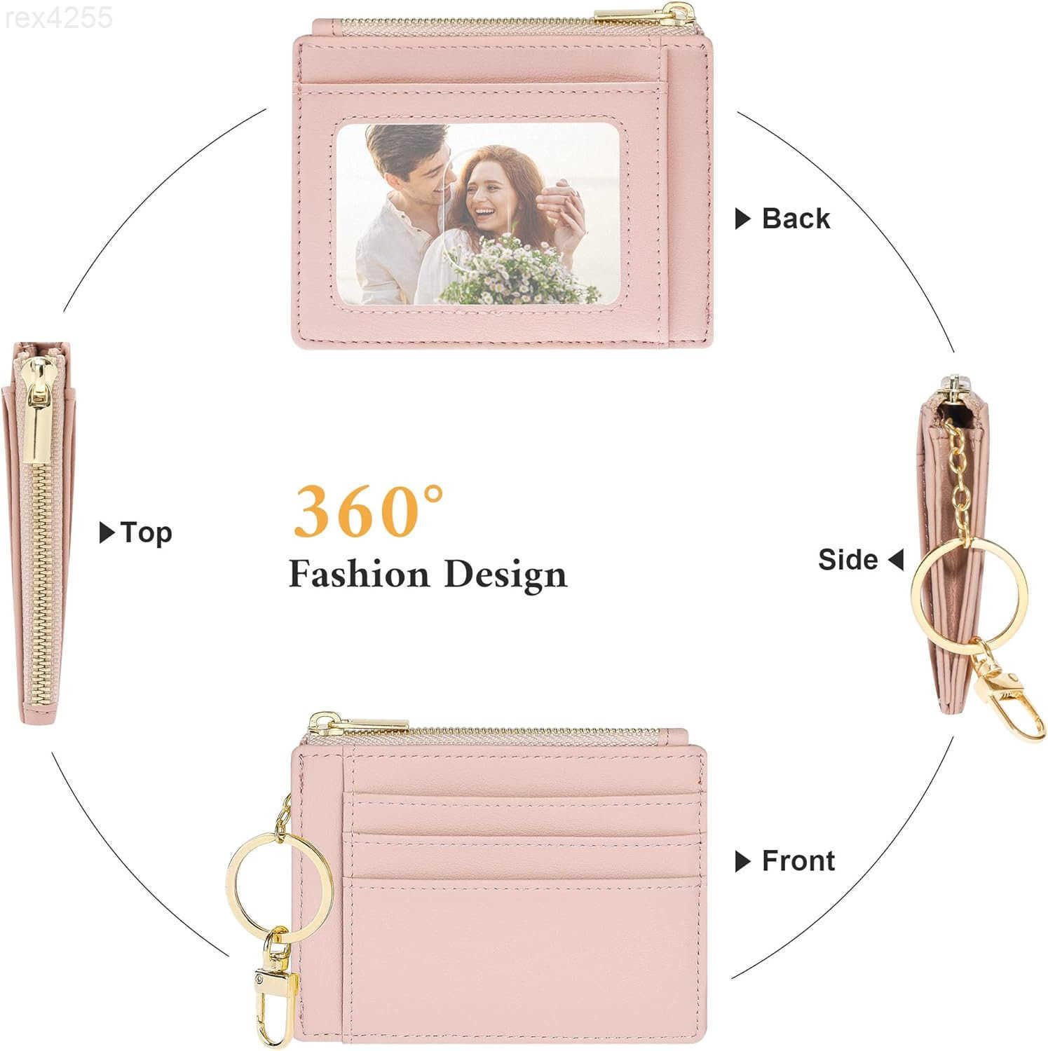 Card Case Slim Front Pocket Wallet for Women Credit Card Holder with KeychainW250911