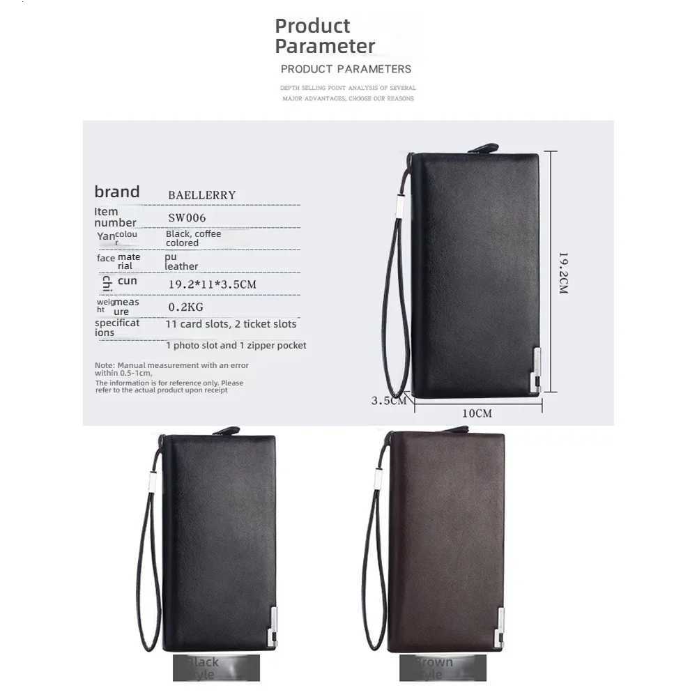 Executive PU Leather Long Wallet Large Capacity Zipper Closure with Passport Slot RFID Protection W250911