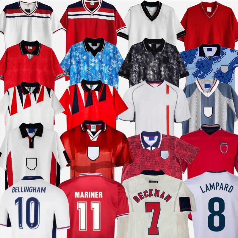 Beckham Englands retro jerseys 1990 96 98 Vintage Football shirts Gascoigne Owen 1992 94 Gerrard ROONEY Lampard SOUTHGATE soccer jersey 2002 home fans 3rd LS shirt
