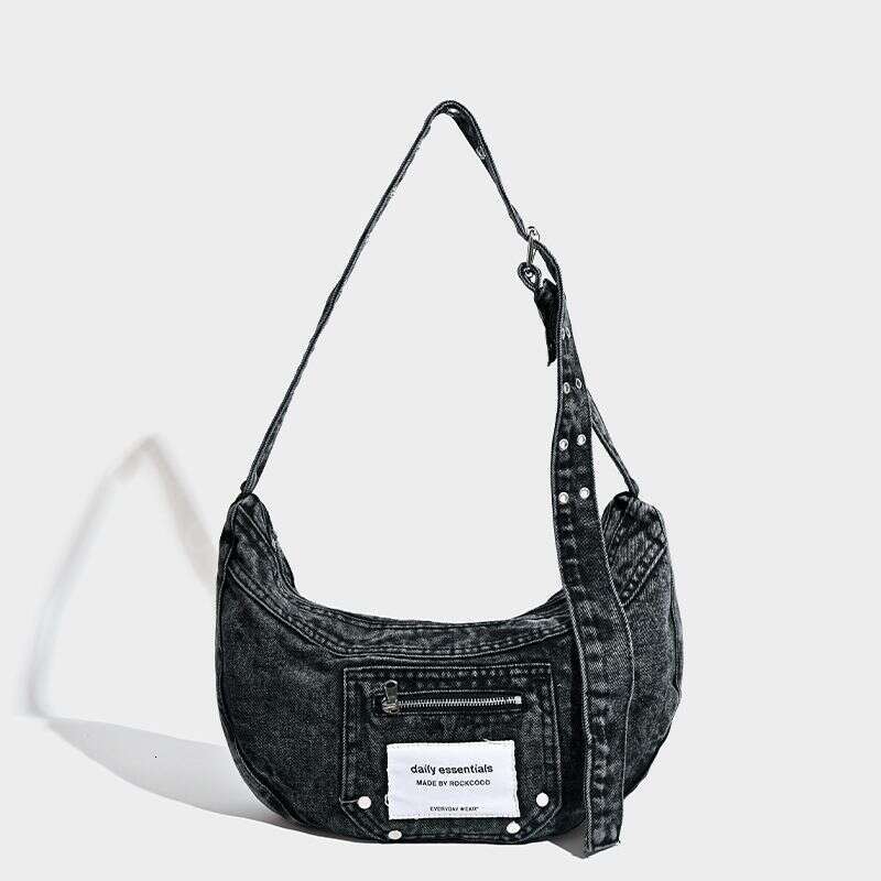 Women's Bags Niche Design Retro Washed Lazy Literary Denim Canvas Dumpling Versatile Cool Shoulder Messenger Bag