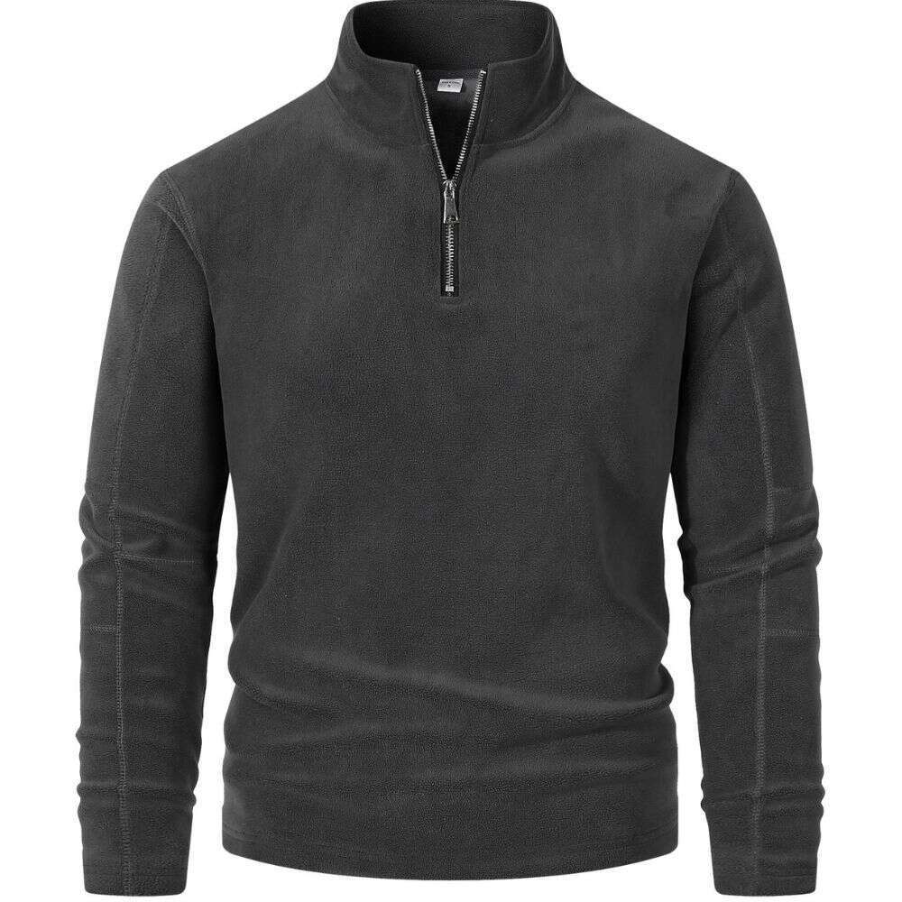 Autumn Winter New Fleece Sweatshirt Stand Collar Half Zip Long Sleeve European Size Cross-Border Trendy Versatile Men's Top