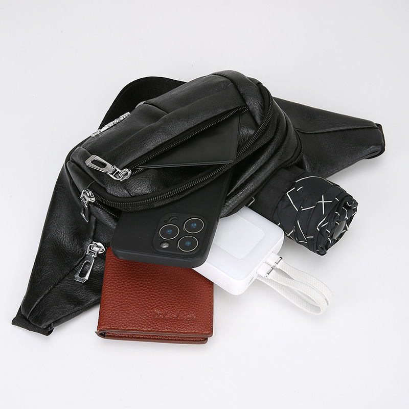 Men S Waist Luxury Bag Bag New Business Designer Bag Single Shoulder Crossbody Bag PU Free Shipping Leather Texture Fashion Chest Bag Business Cashier