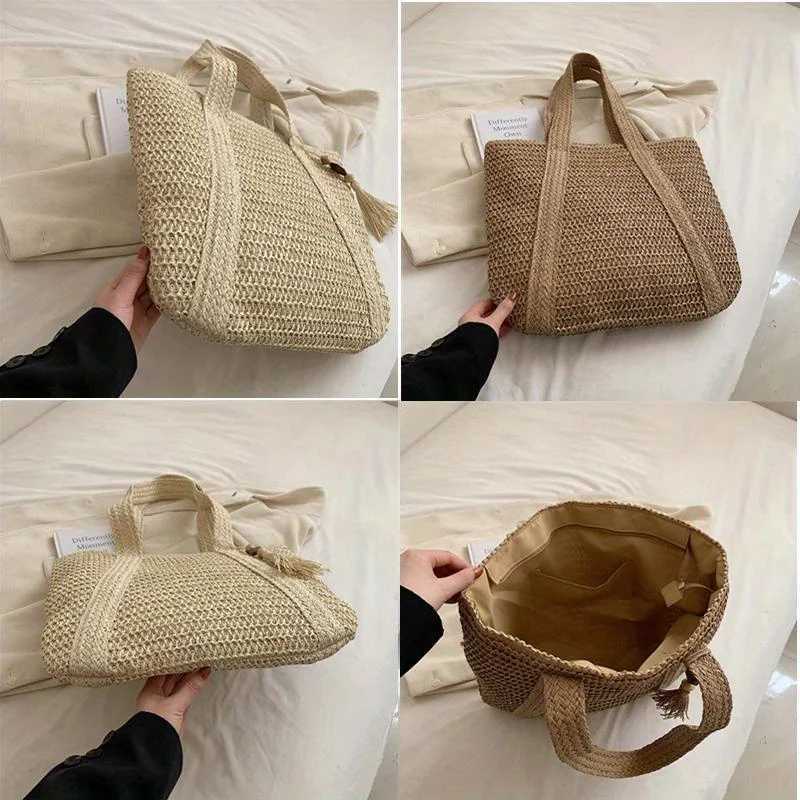 New Summer Bag Womens Beach Bag Large Capacity Straw Woven Shoulder Bags Vacation Bag For Women With Pendant Z250911