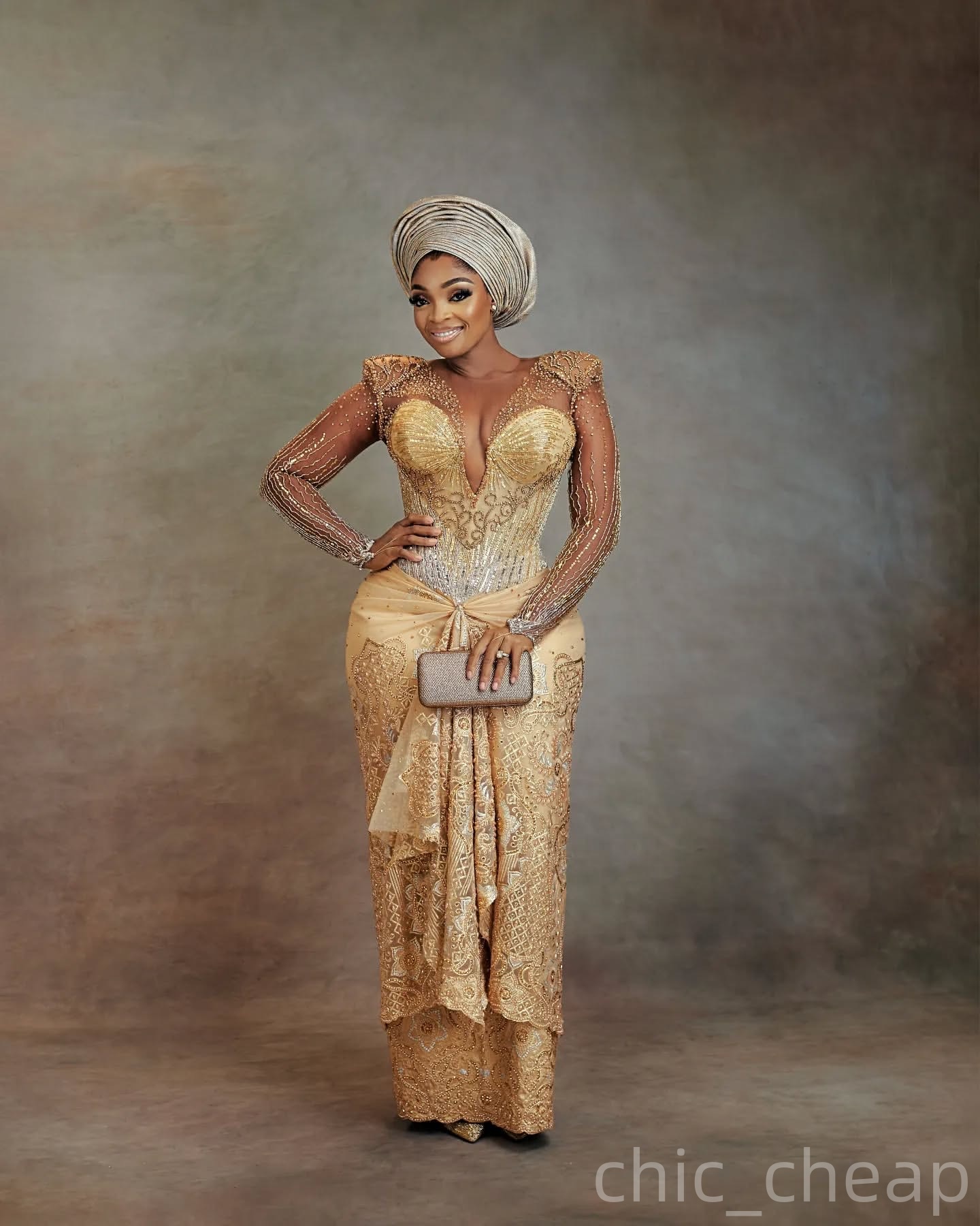 Aso Ebi Gold Sheath Prom Dresses 2025 Lace Beaded Sheer Neck Vintage Evening Formal Party Second Birthday Engagement Gowns Plus Size Dress For Special