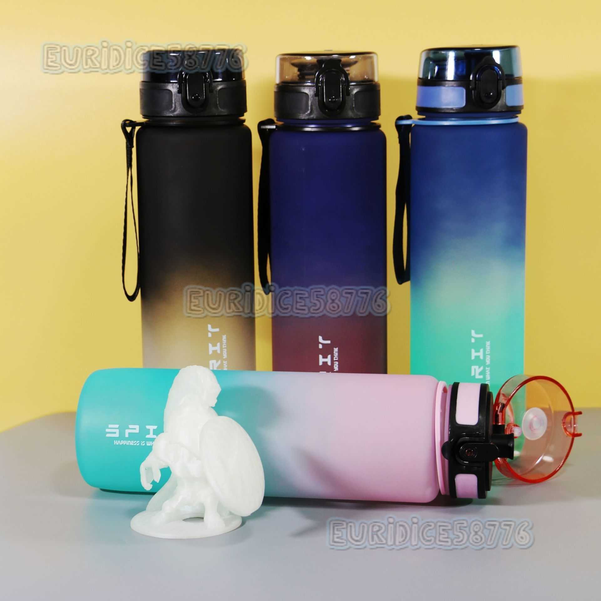 Gradient Portable Men and Women Students Sports Outdoor Large Capacity Water Bottle Plastic Water Cup Direct Drinking Multispecification Water Cup H25