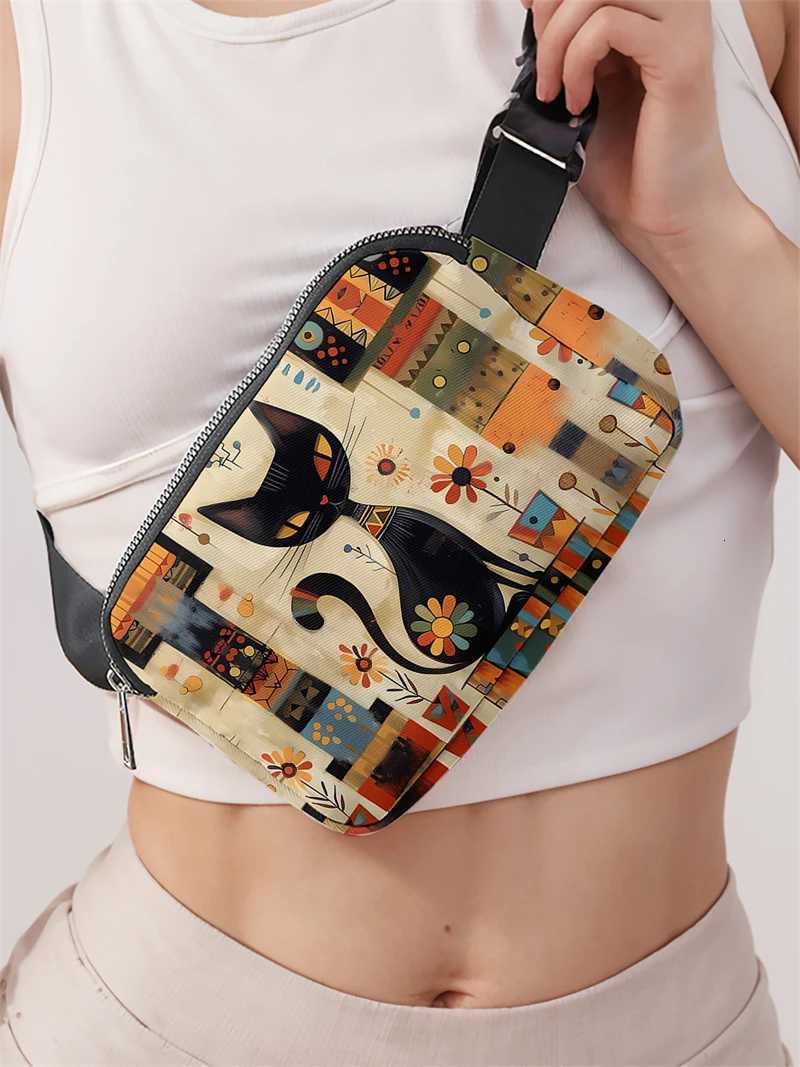 1pccat flower bed fashionable adjustable crossbody bag neutral sports waist bag suitable for running Z250911