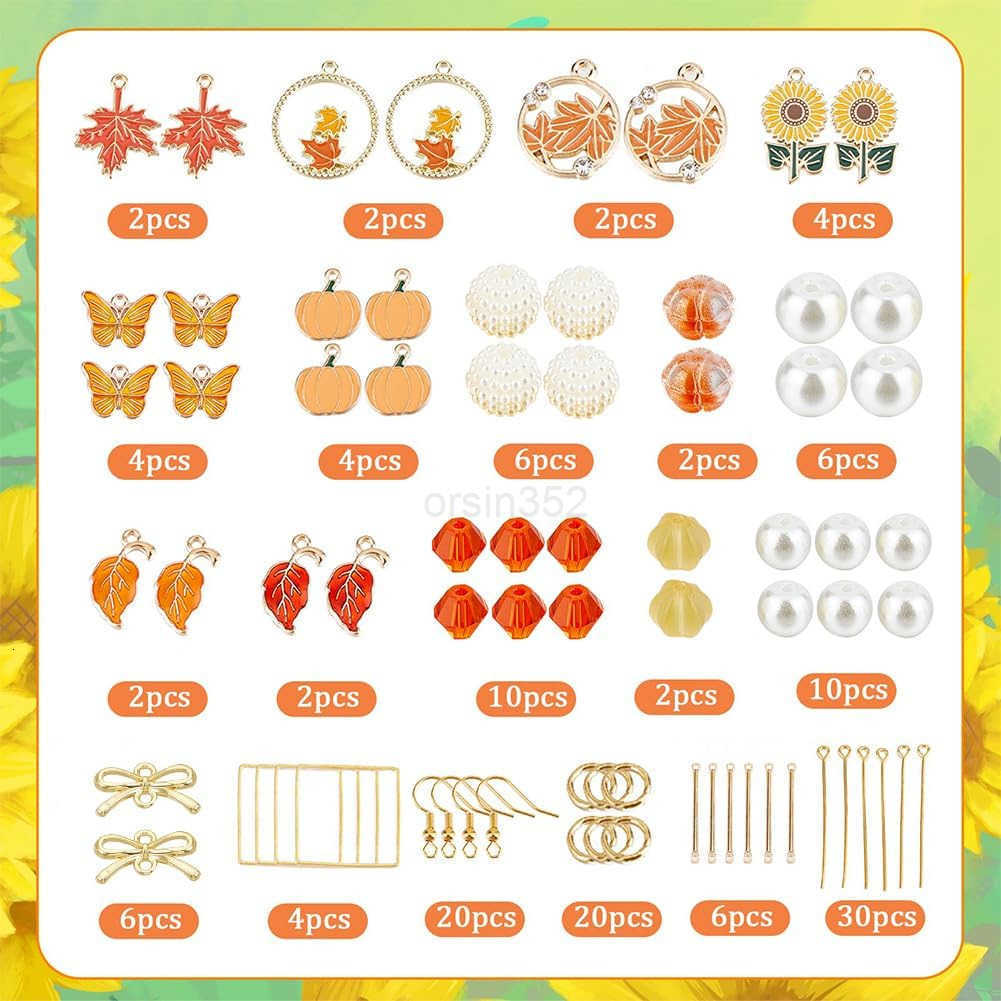 1 Box 72Pcs DIY 8 Pairs Thanksgiving Dangle Making Starter Kit Thanksgiving Earrings Bulk Wood Teardrop Charms Wooden Fashion Earrings for Jewelry Mak