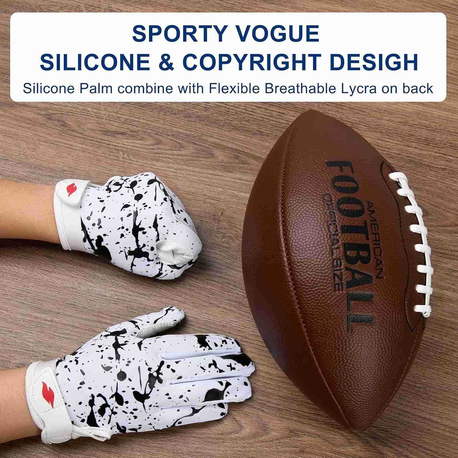 Football Gloves Youth Enhanced Grip Silicone Wide Receiver GlovesW250911