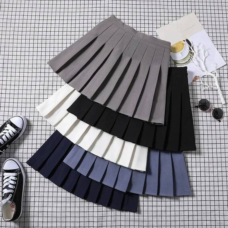 100-crotch Women Spring Summer Jk White A- crotch High-waist Short Skirt Autumn Winter Plaid Half-skirt dongdumaoyi