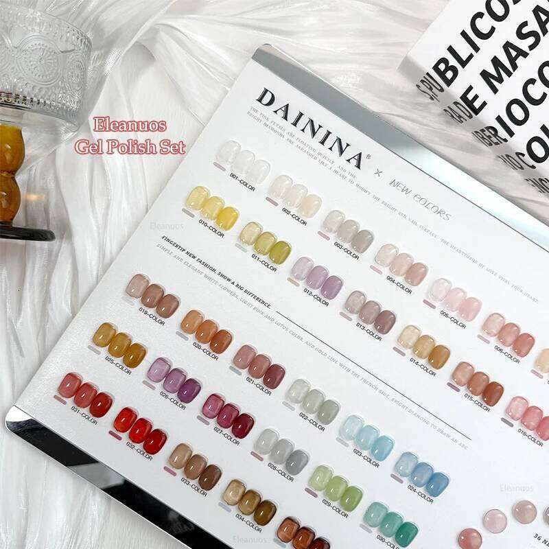 Eleanuos Summer Jelly Ice Color Polishing 36Pcs Mixed Varnish Gel Durable Primer Finish Jade Grease Cream UV LED Nail Salon