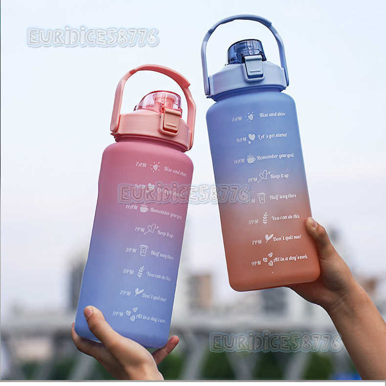 Gradient Water Cup Straw Cup Frosted Cup Large Capacity Kettle Outdoor Sports Water Cup Portable Straw Plastic Cup H250911