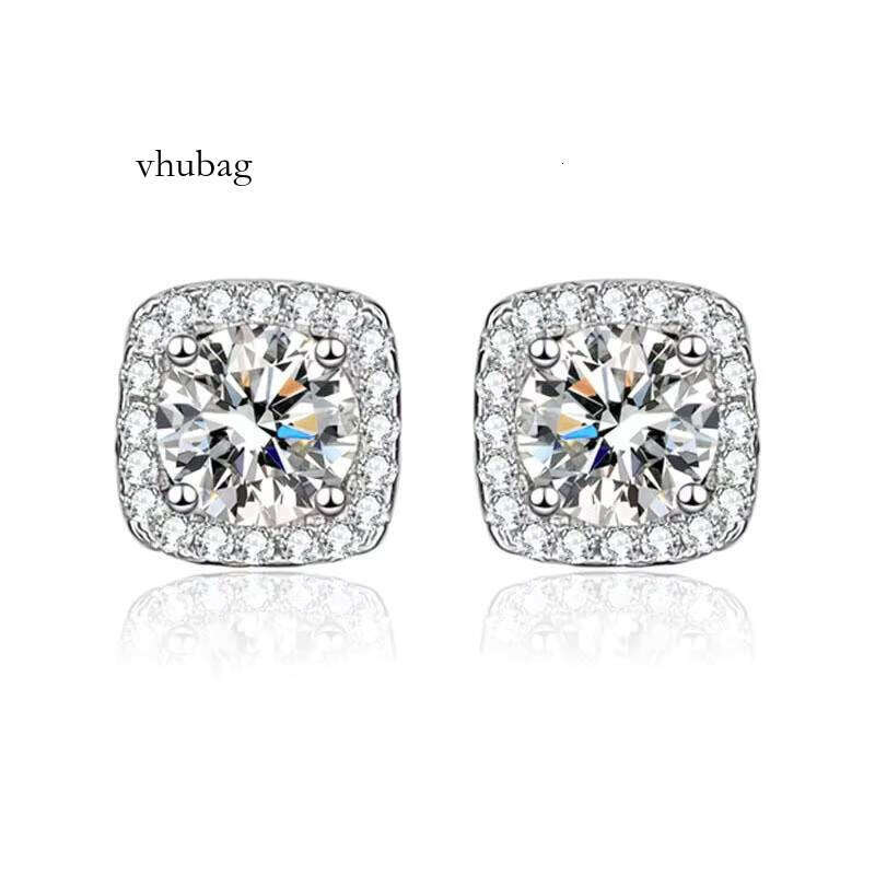 Wholesale Custom Jewelry Square Moissanite VVS Sterling Sier Fine Stud Earrings for Women