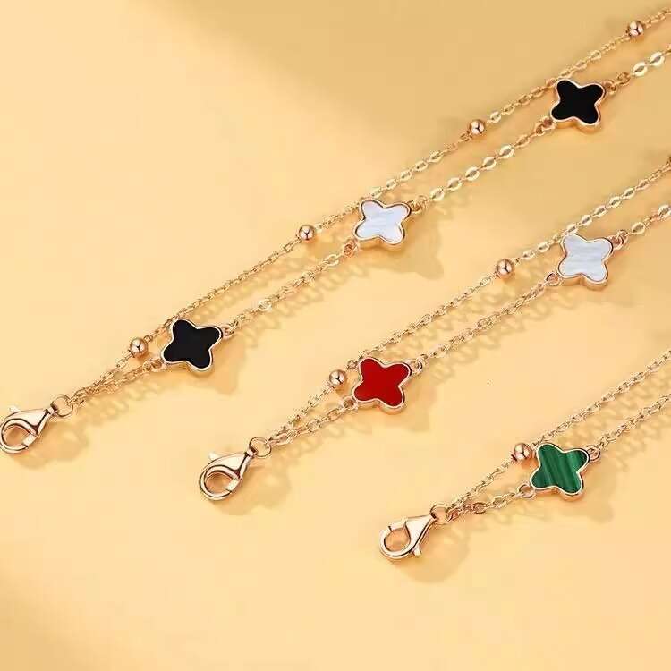 Sier Four-Leaf Clover Bracelet for Women, Light Niche Exquisite 2025 New High-Value Student Party Birthday Gift