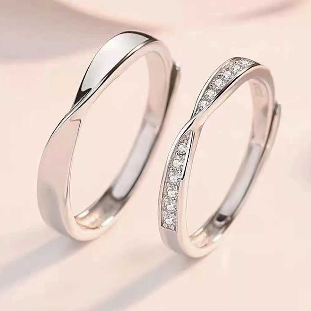 1 Pair Twist Copper Plated Platinum Resizeable Couple Rings Men Women Adjustable Overlap Opening Finger Jewelry W250911