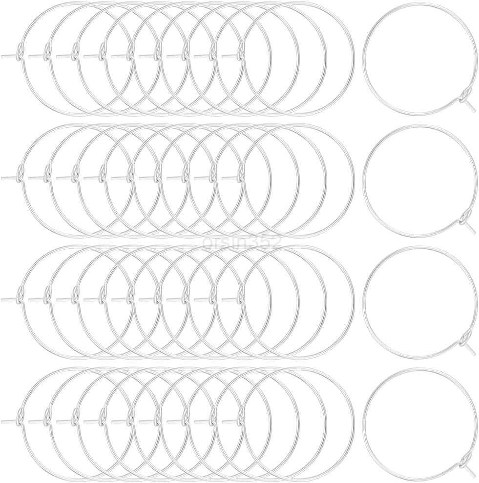 1 Box 100Pcs Hoop Earring Findings 18K Gold Plated 316 Stainless Steel 20mm Wine Glass Charms Rings with 07mm Pin DIY Earring Beading for Hoop Earring