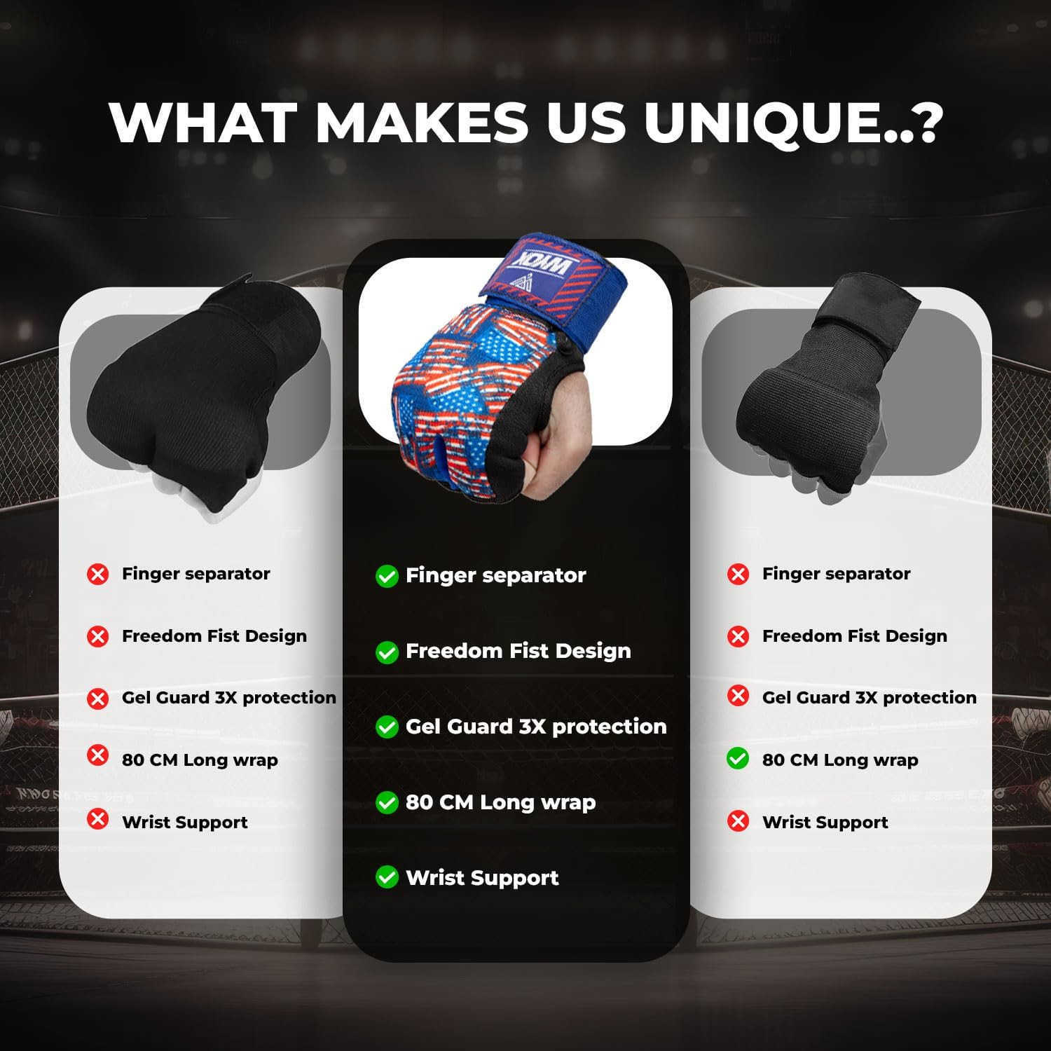 Hand Wraps Inner Gloves for Men Women 80cm Quick Wrist Straps Padded Knuckle Protection for Muay Thai Kickboxing Hand Wraps for Boxing Martial ArtsW25