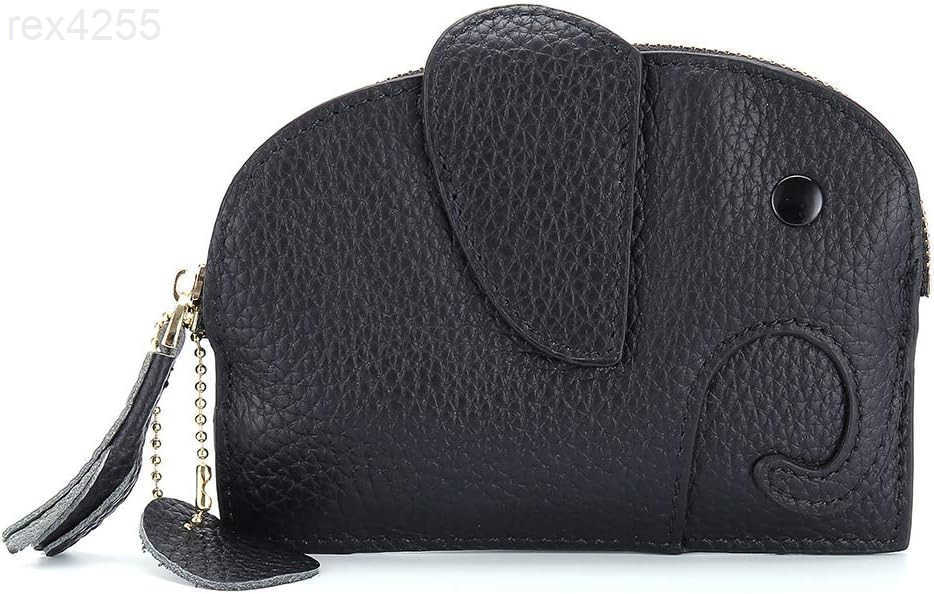 Leather Women Mini Coin Purse Female Cute Elephant Mini Creative Wallet with Key Chain Zipper Bag BlackW250911