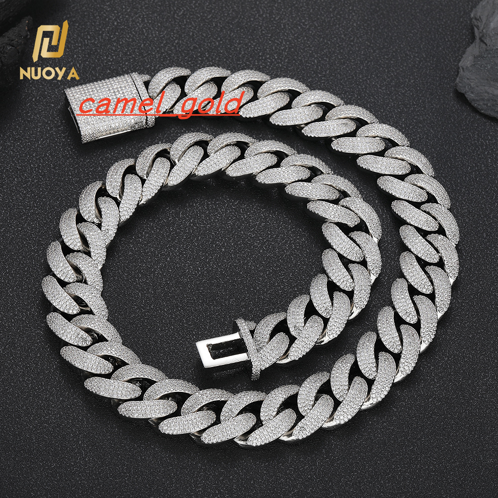 NUOYA Luxury Micro Pave Diamond Cuban Link Chain 20MM Bling Cubic Zirconia Full Iced Out Cuban Necklace Hip Hop Jewelry