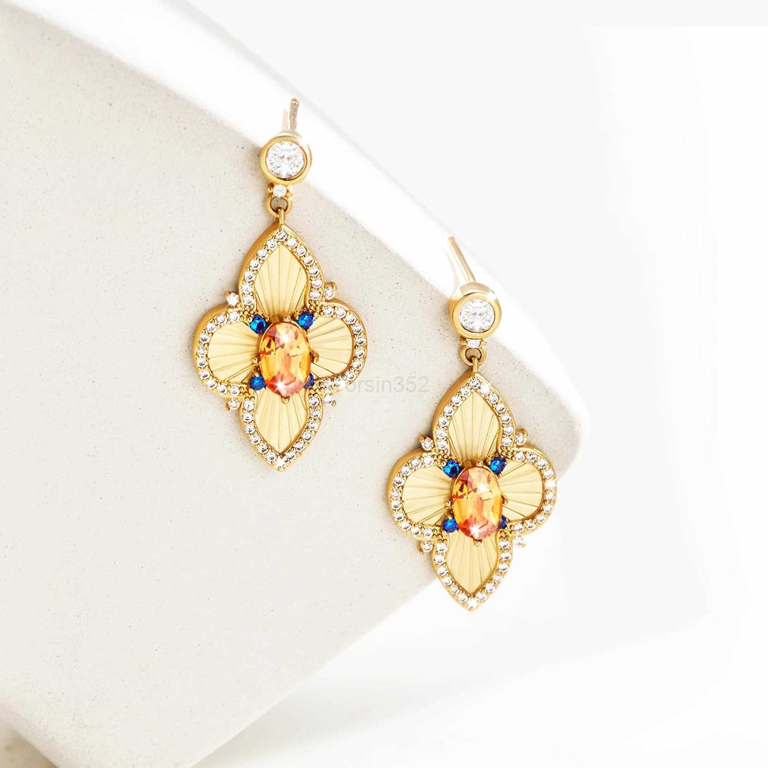 Earrings for Women Lucky 18k Gold Plated Cubic Zirconia TrenDY Drop Earrings Jewelry GiftW250911