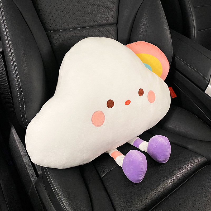 Car Seat Cushion Single Piece Summer Ice Silk Rainbow Cloud Cartoon Cute Lumbar Support AllSeason Universal Goddess Seat Cushion 250910