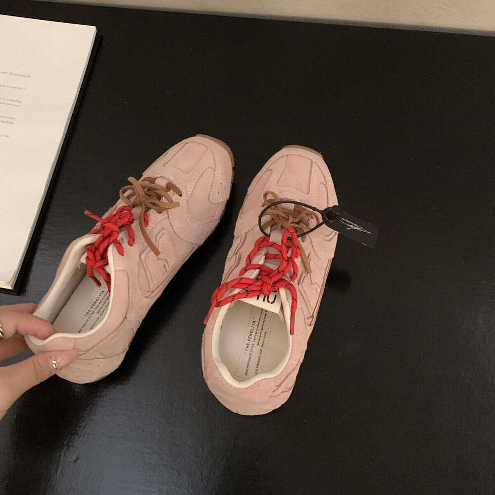 Genuine Leather Training for Women 2025 Spring New Flat Color-Block Casual Sports Designer Shoe Shoes
