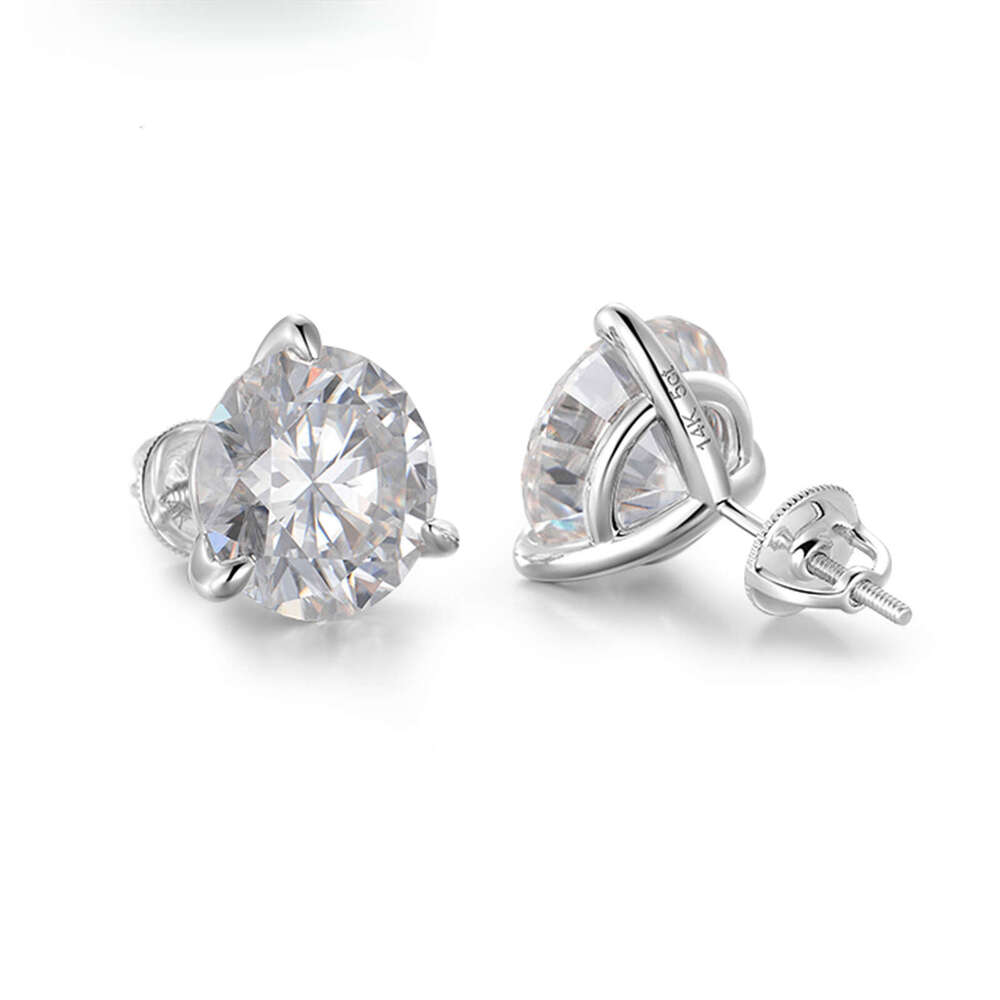 5CT Moissanite Pass Dia Tester Hip Hop Style Iced Earring for Men and Women S Three Claw Stud Earrings