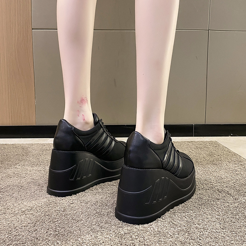 Women's Pumps New Spring Autumn 2025 Fashion Round Head High Heels Slope Heel Shoes Lace-Up Leisure Shoes Women Chunky Platform Fashion Sneakers 