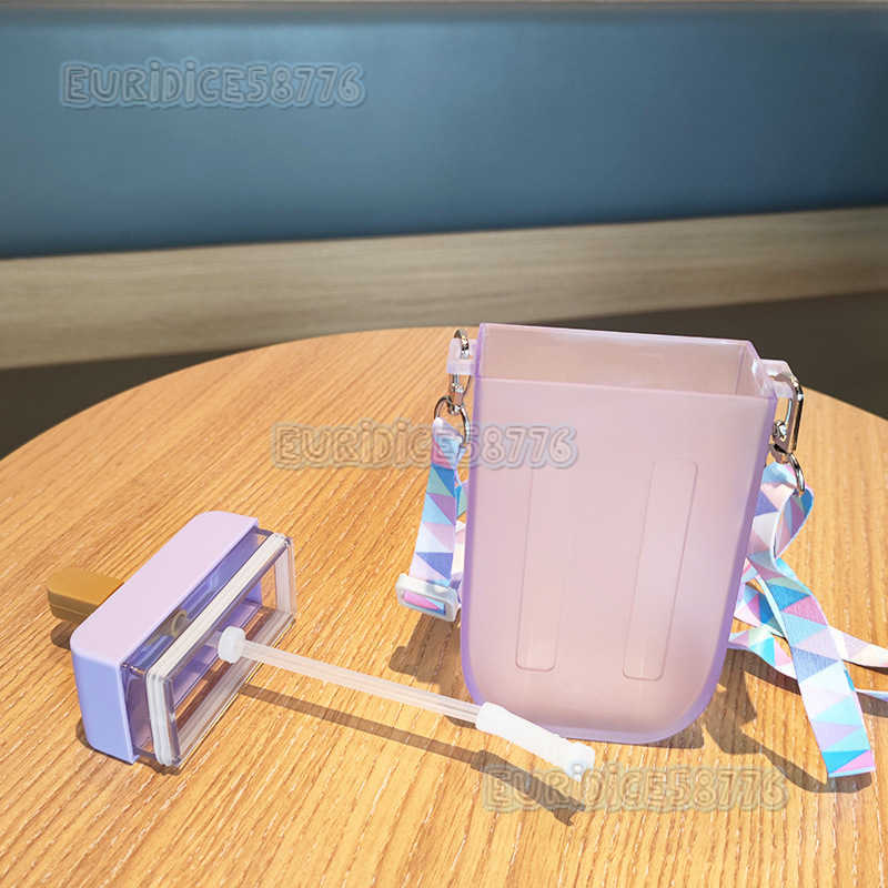 Creative Popsicle Straw Strap Plastic Cup As Material Standard American Standard High Appearance Cold Water Cup H250911
