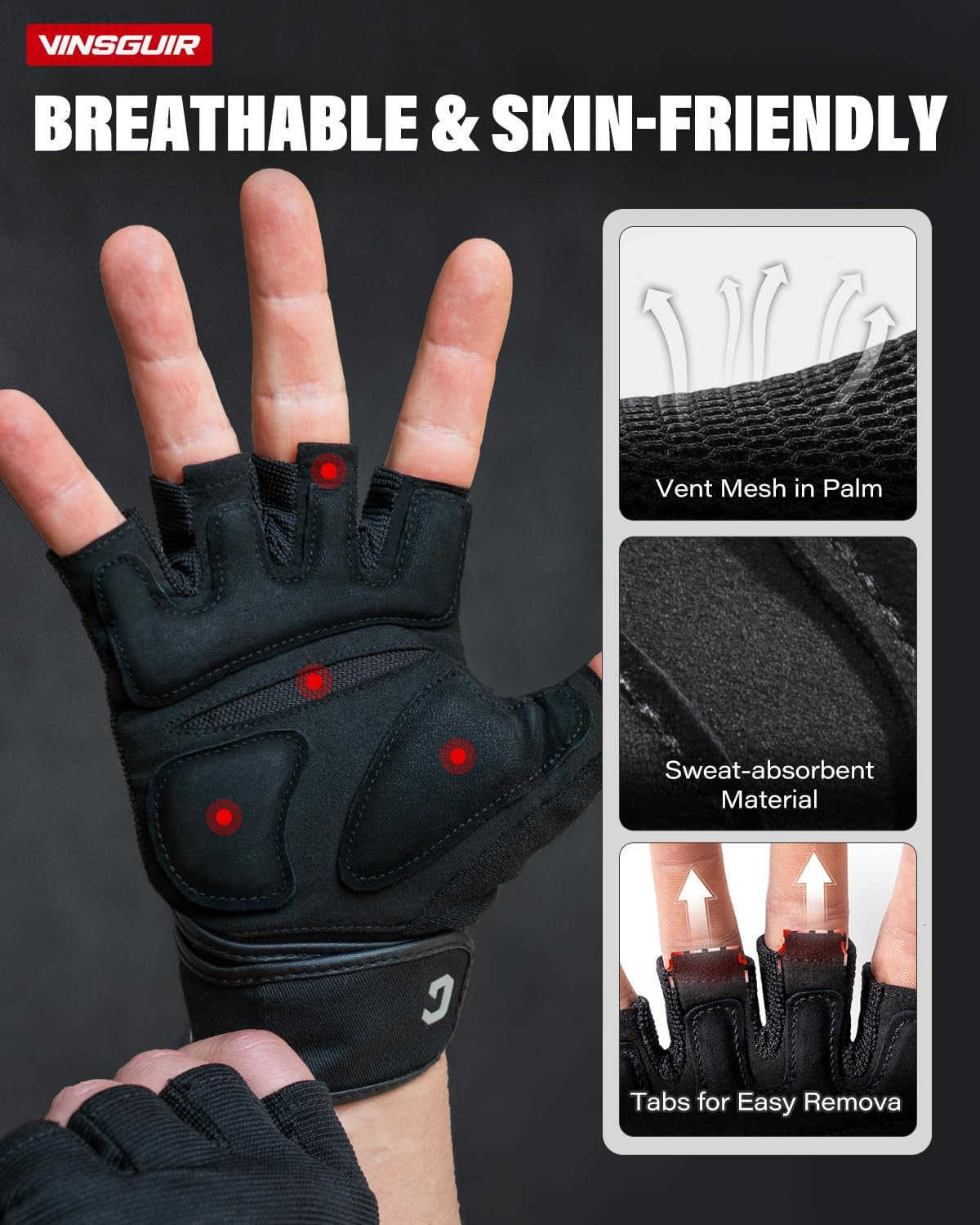 Weight Lifting Gloves with Wrist Support for Men and Women Gym Training Cycling Pullups Rowing ClimbingW250911