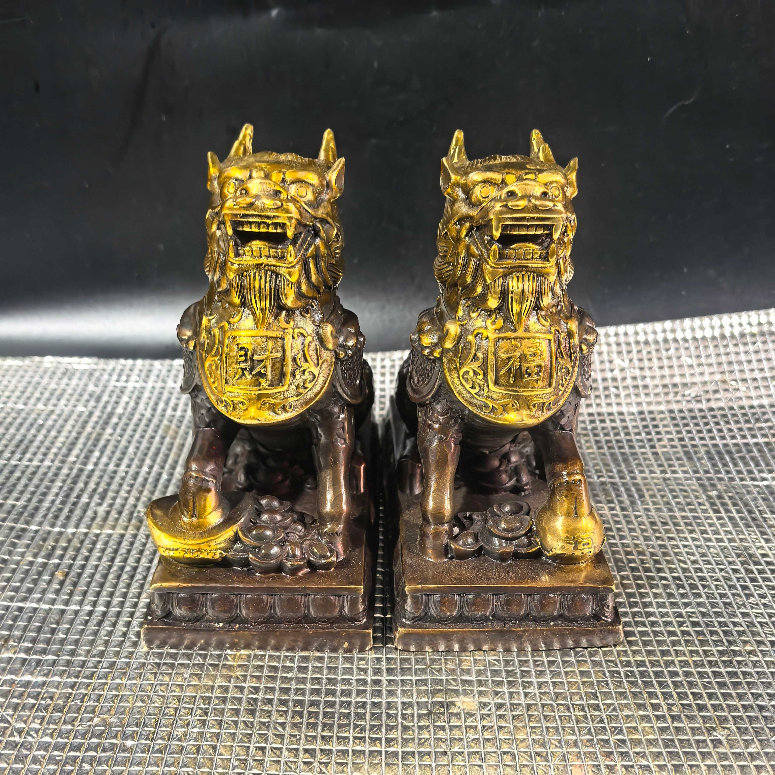 General Qilin Fucai Qilin ornaments a pair of copper Qilin home shop office desktop crafts