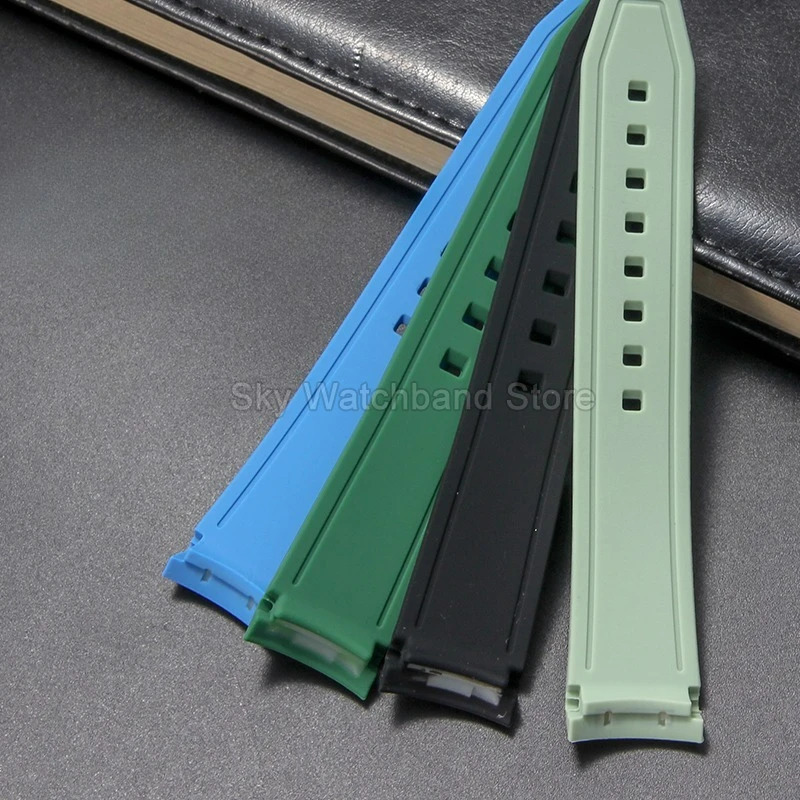 For Moon Collaboration 20mm Woven Rubber Watch Strap HeatResistant Black White Blue Curved Interface Band 250910