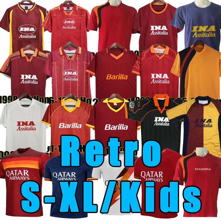 Retro rome soccer jerseys TOTTI 1998 99 2000 01 02 05 06 17 18 19 20 21 NAKATA DE ROSSI MONTELLA BATISTUTA PELLEGRINI GURENKO Dzeko CAFU kids Retrio football