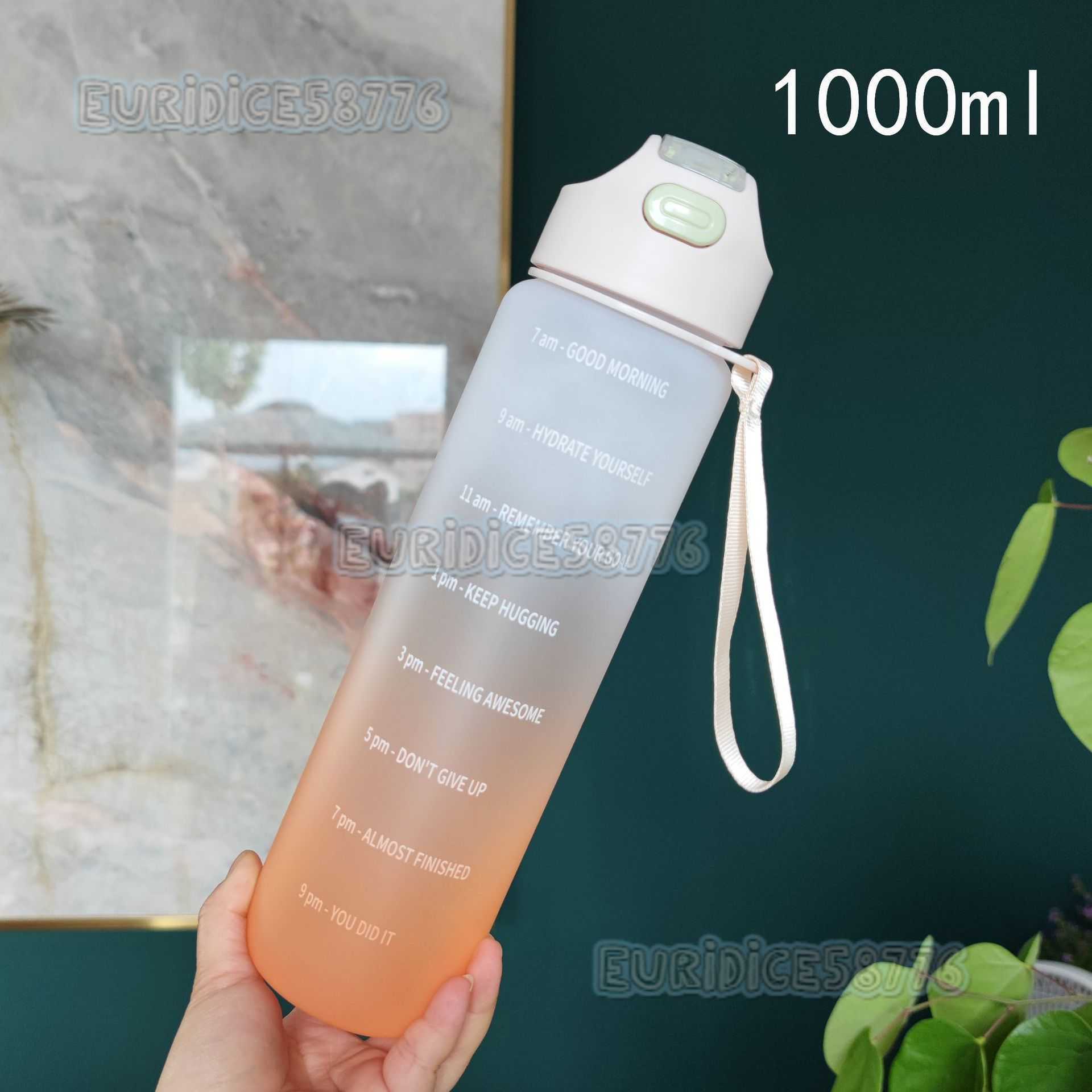 New Simple Gradient Matte Spout Plastic Water Cup with Portable Strap for Adults Outdoor Sports Water Bottle H250911