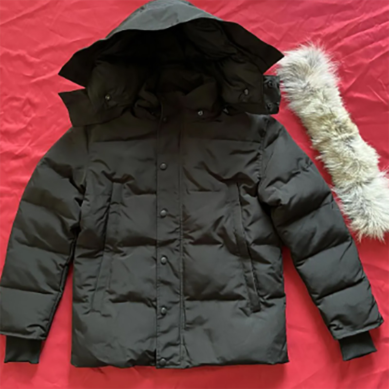 mens Winter jacket Wyndham jacket Parka Homme Warm Outerwear Wolf Fur Hooded Fourrure Manteau Jacket Coat Hiver Doudoune Black Label designer jacket EU size XS-XL