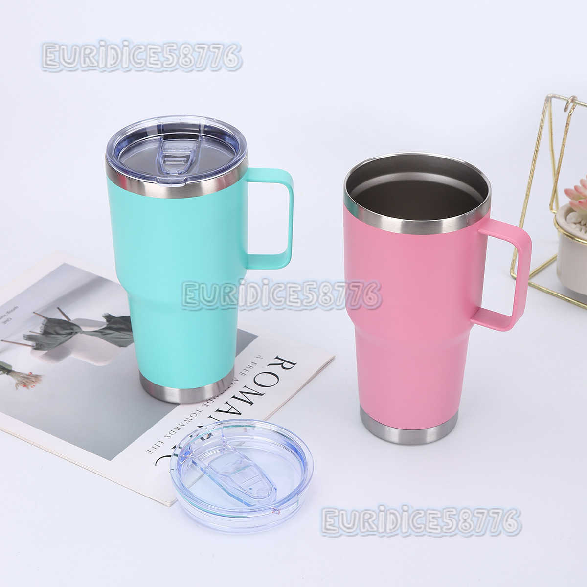 Handle Car Cup 304 Stainless Steel Doublelayer Insulated Cup Large Capacity Car Ice Cup H250911