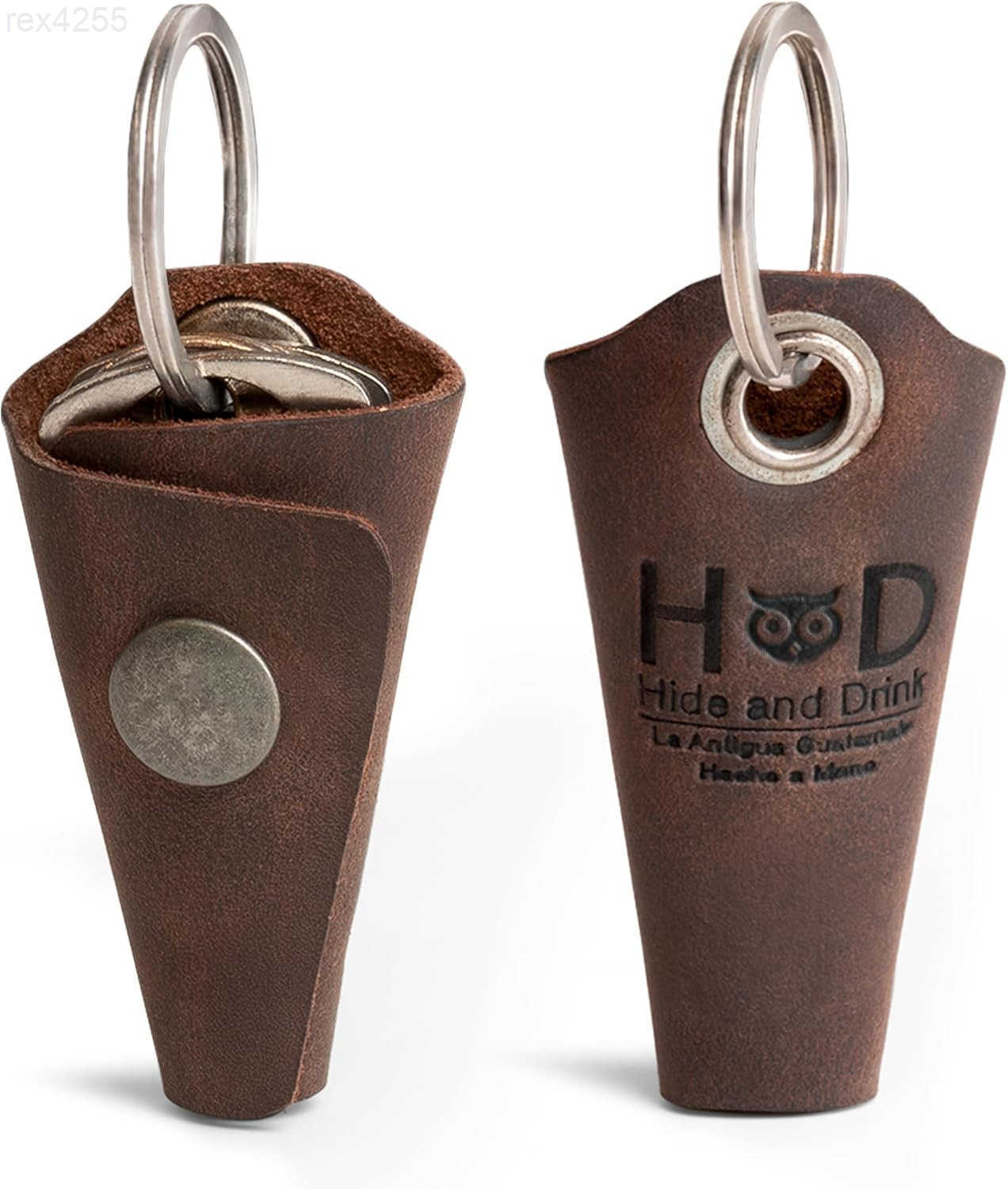 Hide Drink Full Grain Leather Wrap Keychain Organizer Snap Closure Key Ring Cover Silencer Sleeve Key Holder for MenW250911