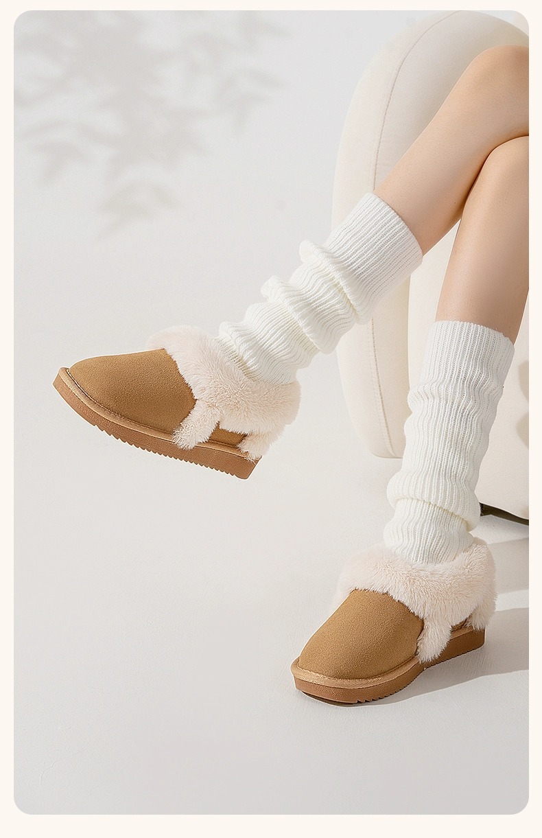 Barphil Women's Cotton Shoes 2025 Autumn and Winter New Style Fleece-Lined Warm Outdoor Nubuck Leather Snow Boots Anti-Slip and Waterproof