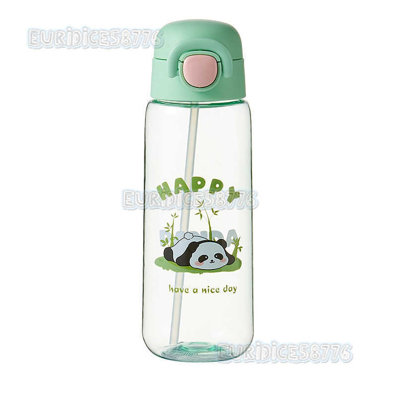 New Panda Plastic Cup Portable Cup Cute Cartoon Plastic Straw Cup Childrens Handy Cup H250911