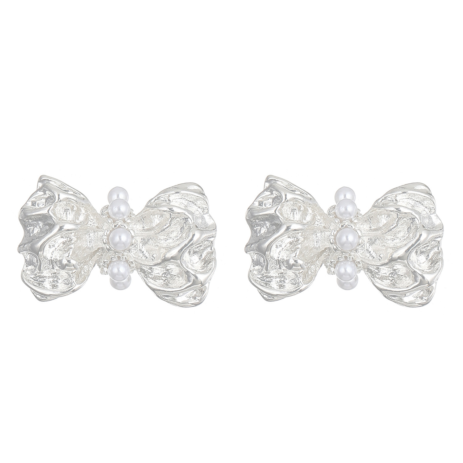 New Ruched Bow Earrings For Women, Ins Style, Design, Pearl Inlaid Irregular Stud Earrings, Trendy