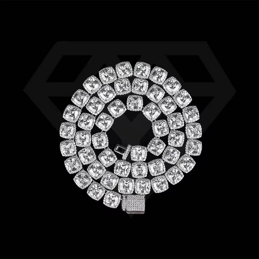 10mm Iced Gold Tennis Chain Necklace with Bling CZ Cubic Moissanite Diamonds Mens Hip Hop Clustered Bracelet for Parties and Gifts