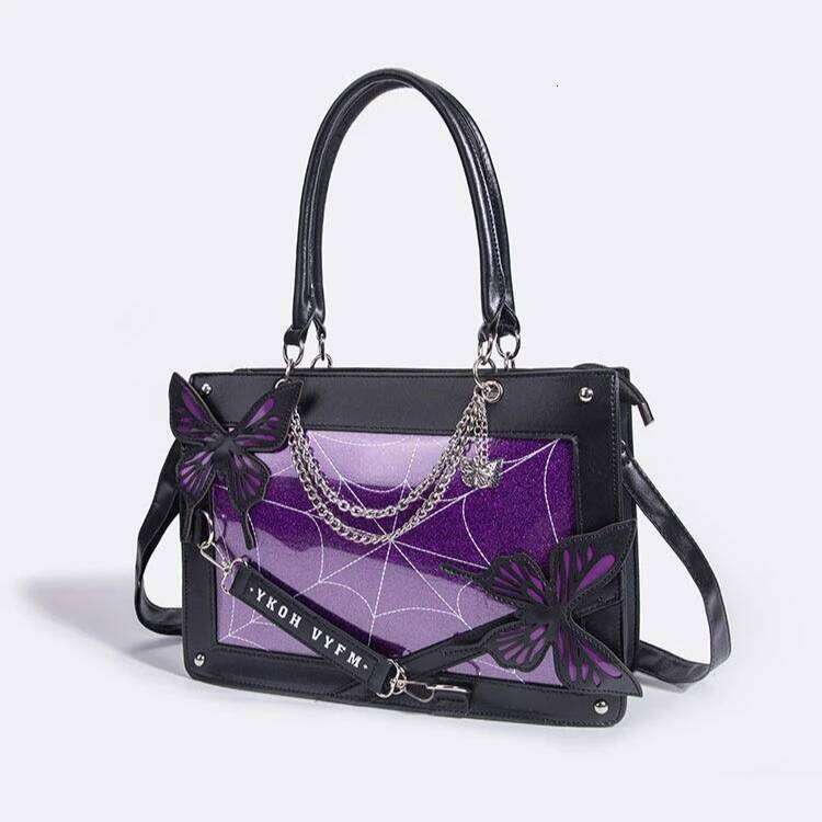 Sweet Y2k Lolita Butterfly Chain Shoulder Bags Trendy Gothic Haruku Ita Bag Japanese Chic Women Transparent Handbags Crossbody